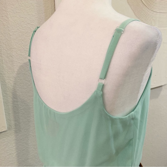 Mint Green Dress Sleeveless Chiffon High Low Belted Size Small - Picture 5 of 11